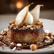Bavarois Poire Amandes Chocolat et C&eacute;r&eacute;ales LEntremets Chic et Croquant