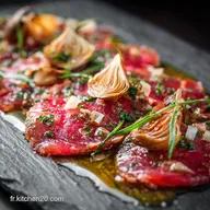 Carpaccio de boeuf gourmand aux artichauts Recette chic et rapide