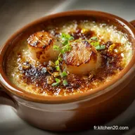 Cr&egrave;me br&ucirc;l&eacute;e aux noix de Saint Jacques et Safran : Lentr&eacute;e raffin&eacute;e.