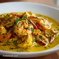 Curry de Poulet et Crevettes Cr&eacute;meux au Lait de Coco Recette Facile