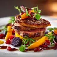 Magret de Canard Basse Temp&eacute;rature au Confit de Po Ros&eacute; Parfait