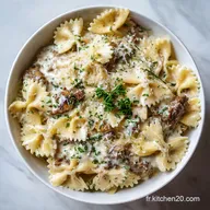 P&acirc;tes Papillon &agrave; la Viande Hach&eacute;e et Sauce Cr&eacute;meuse en 25 Minutes