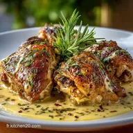 Recette de Cuisses de Poulet Cr&eacute;meuses &agrave; lAil et Fines Herbes Facile et Rapide