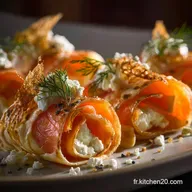 Rouleaux de saumon au fromage frais &agrave; laneth Lap&eacute;ro chic et express