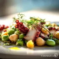 Salade au Poulpe marin et Pois Chiches : La recette facile et tendre.