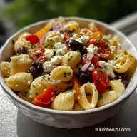 Salade P&acirc;tes Grecque : Recette Facile, Feta Olives