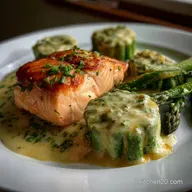 Saumon Sauce Estragon et Flans de L&eacute;gumes : D&icirc;ner &Eacute;l&eacute;gant