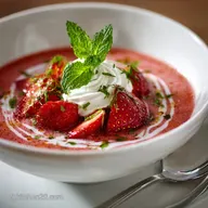 Soupe froide aux fraises et chantilly Menthe Dessert sans cuisson et facile