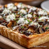 Tarte aux champignons Shiitake Recette rustique au ch&egrave;vre frais et thym