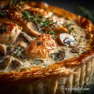 Tourte au Poulet et Champignons La Recette Cr&eacute;m&eacute;e Vin Blanc