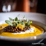 Velout&eacute; de Butternut et Lentilles Corail Secret du Cr&eacute;meux Zeste Gingembre