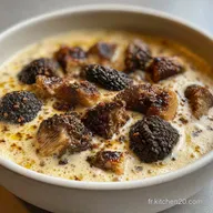 Velout&eacute; de champignons morilles et ail noir : Cr&eacute;meux et profond