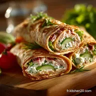 Wraps Froids au Thon Concombre et Fromage Frais D&eacute;jeuner facile roulage parfait