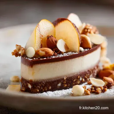 Bavarois Poire Amandes Chocolat et C&eacute;r&eacute;ales LEntremets Chic et Croquant Fiche recette