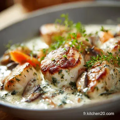 Blanquette de Sole et Saint Jacques Recette au Velout&eacute; Cr&eacute;meux Fiche recette