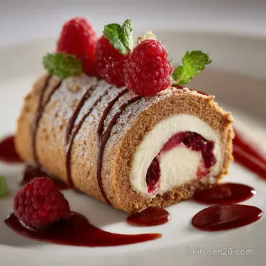 B&ucirc;che de No&euml;l &agrave; la framboise Mousse l&eacute;g&egrave;re et biscuit roul&eacute; vanille Fiche recette