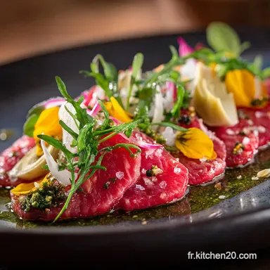 Carpaccio de boeuf gourmand aux artichauts Recette chic et rapide Fiche recette