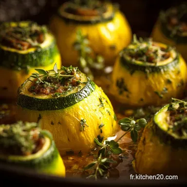 Courgettes jaunes farcies &agrave; la viande Recette moelleuse aux Herbes de Provence Fiche recette