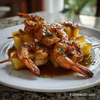 Brochettes De Crevettes Et Ananas Caram&eacute;lis&eacute;s Au Piment D Espelette Grill&eacute;es Fiche recette