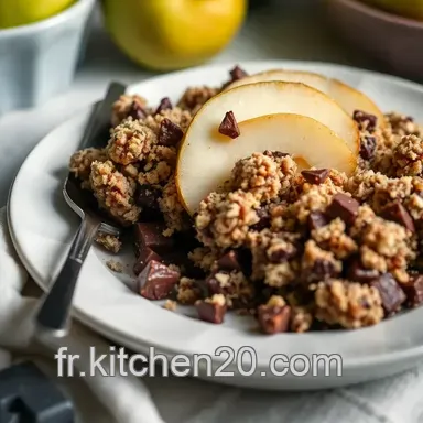 Crumble Poire Chocolat : Un dessert r&eacute;confortant et d&eacute;licieux &agrave; essayer ! Fiche recette