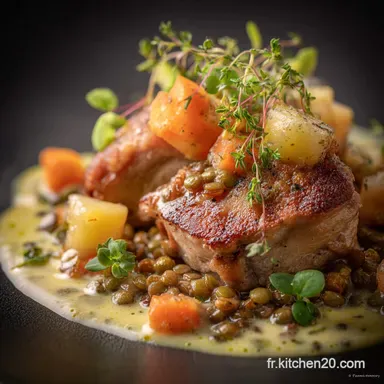 Porc la Moutarde et Lentilles du Puy : La recette bistrot facile Fiche recette