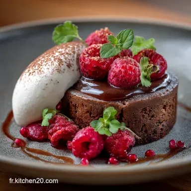 G&acirc;teau au chocolat sans sucre et framboises Recette Fondante Z&eacute;ro Culpabilit&eacute; Fiche recette