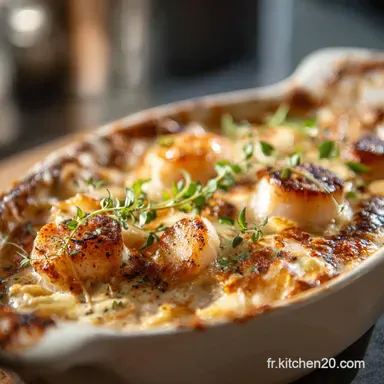 Gratin de SaintJacques et Cabillaud aux Poireaux Cr&eacute;m&eacute;e &agrave; la Muscade Fiche recette