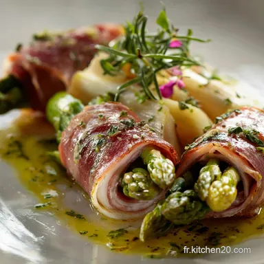 Jambon Roul&eacute; Mac&eacute;doine et Asperges Lentr&eacute;e froide facile et chic Fiche recette