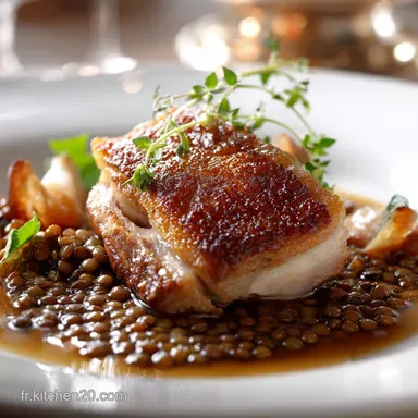 Recette Jambonneau au Cidre Brut et Lentilles du Puy Plat mijot&eacute; Fiche recette