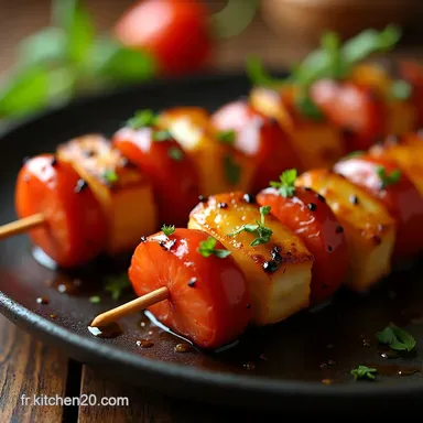 Recettes Plancha Lotte Chorizo Laqu&eacute;s MielEspelette 8 min Fiche recette