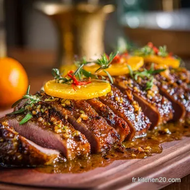 Magret de Canard &agrave; lOrange et aux &Eacute;pices Cuisson Parfaite pour D&icirc;ner de F&ecirc;te Fiche recette