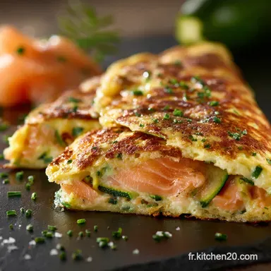 Omelette au Saumon et Courgettes La recette rapide et baveuse du chef Fiche recette