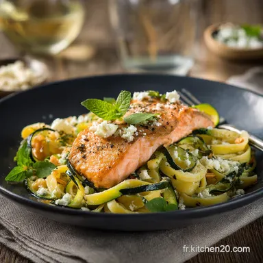 Pâtes Complètes au Saumon et à la Courgette Repas Équilibré en 30 min Fiche recette
