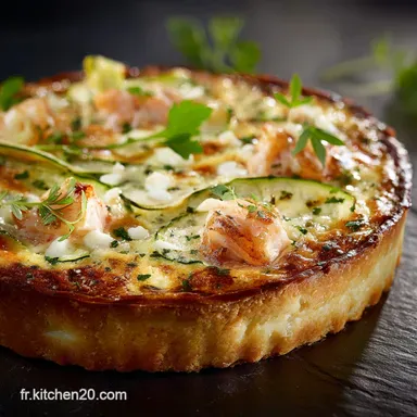 Quiche SaintJacques Saumon et Courgettes, lalliance marine &eacute;l&eacute;gante. Fiche recette