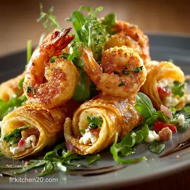 Roul&eacute;s Feuillet&eacute;s aux Crevettes et Fromage Cigares Dor&eacute;s Ap&eacute;ro Chic Fiche recette