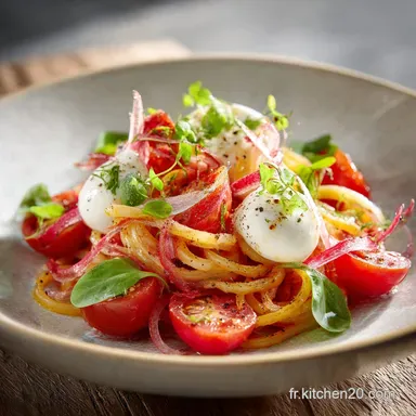 Salade de p&acirc;tes tomates et Mozzarella : Secret du Chef pour l&eacute;t&eacute; Fiche recette