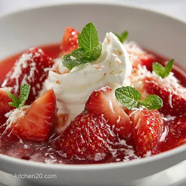Soupe froide aux fraises et chantilly Menthe Dessert sans cuisson et facile Fiche recette