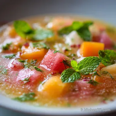 Soupe de past&egrave;que &agrave; la menthe : Recette fra&icirc;cheur rapide pour l&eacute;t&eacute;. Fiche recette