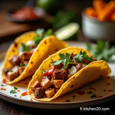 Recette Tacos V&eacute;g&eacute;tariens au Tofu Fum&eacute; Faciles Fa&ccedil;on Carnitas Fiche recette