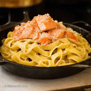 Tagliatelles Saumon Frais Cro&ucirc;te Parmesan Aneth Facile Fiche recette
