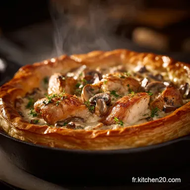 Tourte au Poulet et Champignons La Recette Crémée Vin Blanc Fiche recette