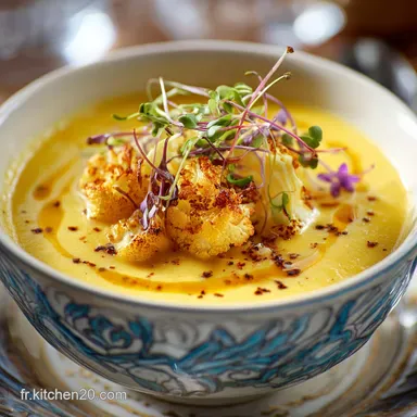 Velout&eacute; de Chou Fleur au Curry et Fromage de Ch&egrave;vr Recette V&eacute;g&eacute;tarienne Facile Fiche recette