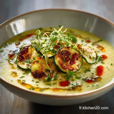 Velouté aux Poivrons et Courgettes Rôtis Soupe Crémée dÉté Fiche recette