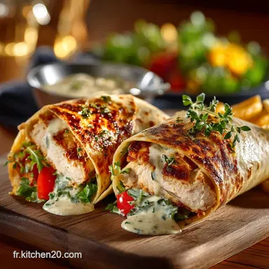 Le meilleur Wrap riche en prot&eacute;ines rapide Poulet Effiloch&eacute; Cr&eacute;meux Fiche recette