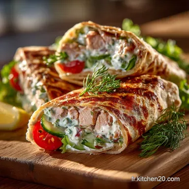 Wraps Froids au Thon Concombre et Fromage Frais D&eacute;jeuner facile roulage parfait Fiche recette