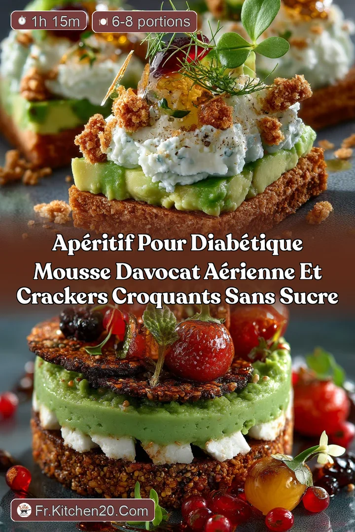 Ap&eacute;ritif pour Diab&eacute;tique Mousse dAvocat A&eacute;rienne et Crackers Croquants Sans Sucre