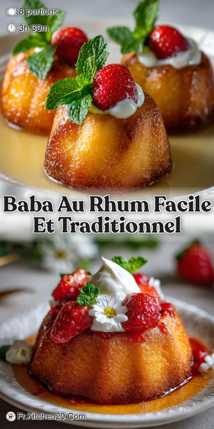 Close-up of a spongy, syrup-soaked baba au rhum. Golden hue, moist texture, and a glistening surface invite a sweet and bo...