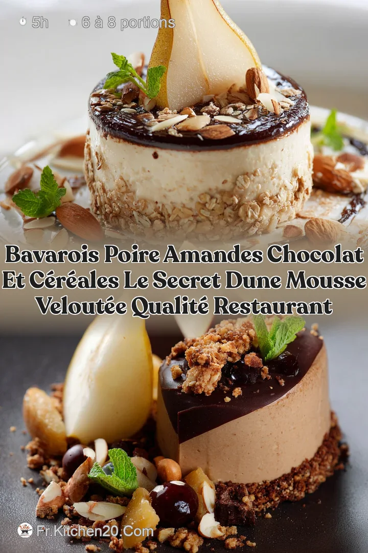 Bavarois Poire Amandes Chocolat et C&eacute;r&eacute;ales Le secret dune mousse velout&eacute;e qualit&eacute; restaurant