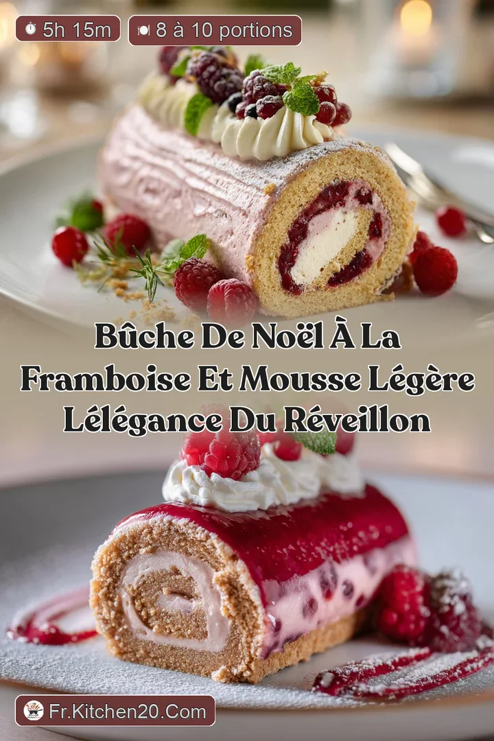 B&ucirc;che de No&euml;l &agrave; la Framboise et Mousse L&eacute;g&egrave;re l&Eacute;l&eacute;gance du R&eacute;veillon