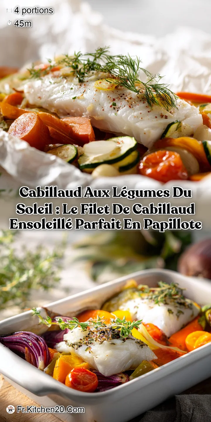 Cabillaud aux l&eacute;gumes du soleil : Le Filet de Cabillaud Ensoleill&eacute; parfait en Papillote